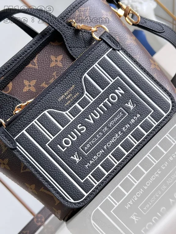 View 3 of Louis Vuitton-Inspired Monogram Carry: Compact Luxe Bag with Front Pocket