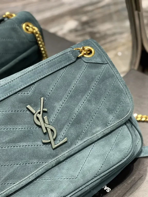 View 8 of Teal Quilted Crossbody: Luxe Calfskin, YSL Hardware Bag