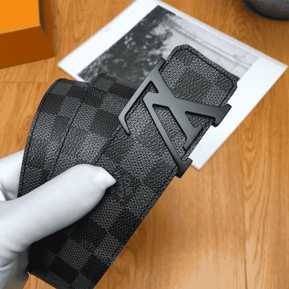 View 8 of LOUIS VUITTON BELT INITIALES DAMIER GRAPHITE BLACK GREY – B30