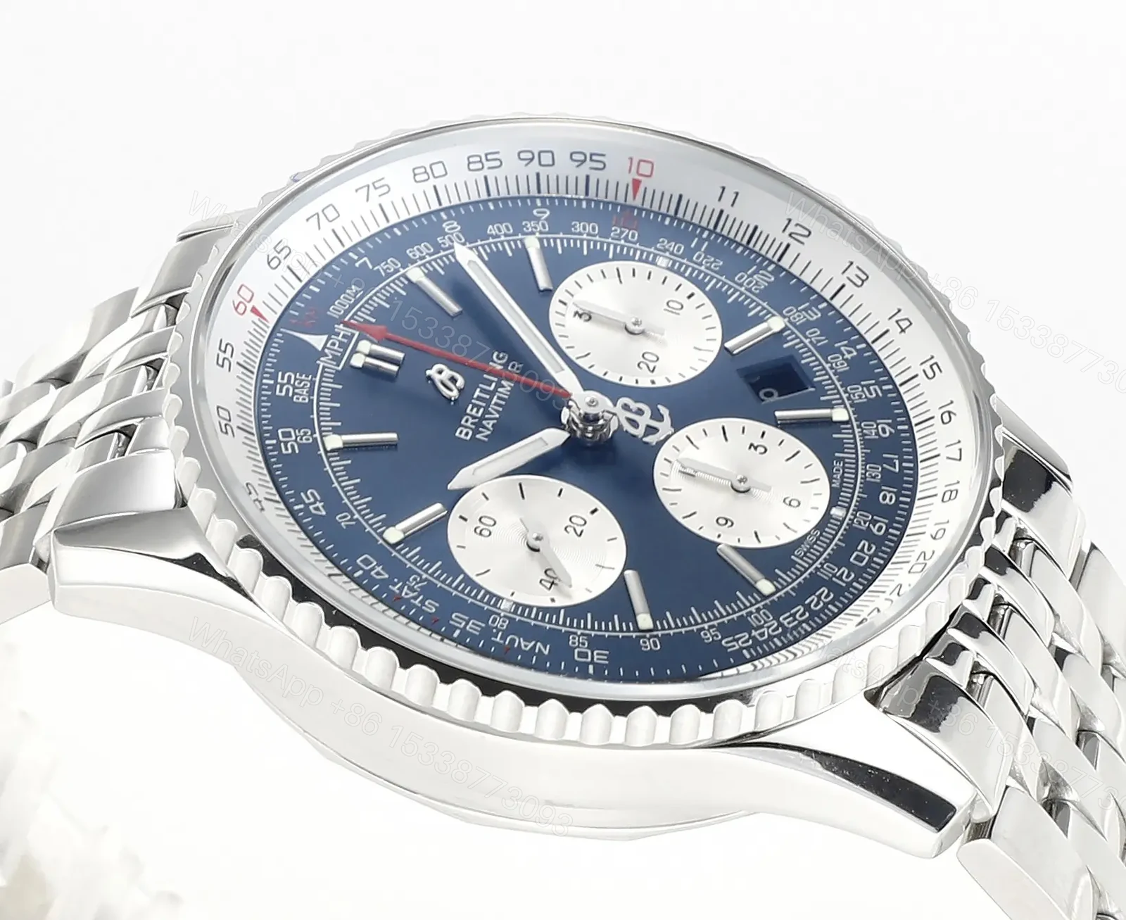 View 3 of Breitling Navitimer 1 B01 Chronograph – Blue Dial, Stainless Steel Bracelet, 43mm Case, Updated B01 Movement