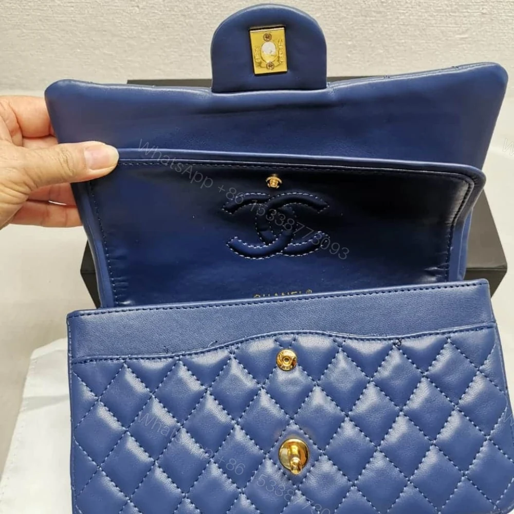 View 4 of Chanel Classic Medium Flap Navy And Gold 25Cm