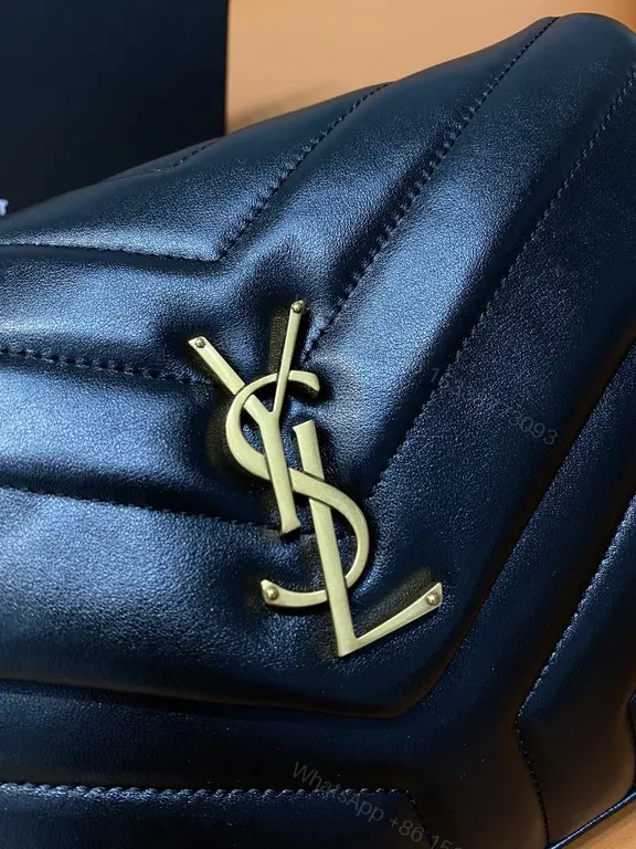 View 8 of Chic Quilted Leather Shoulder Bag with Gold Chain - YSL-Inspired Luxury Crossbody