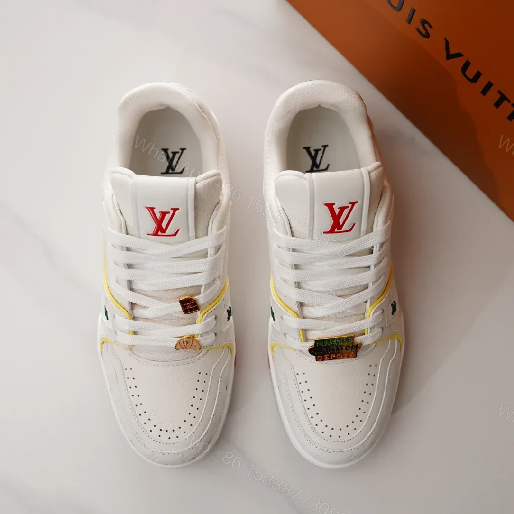 View 3 of White Leather Low-Top Sneaker with Subtle Accents
