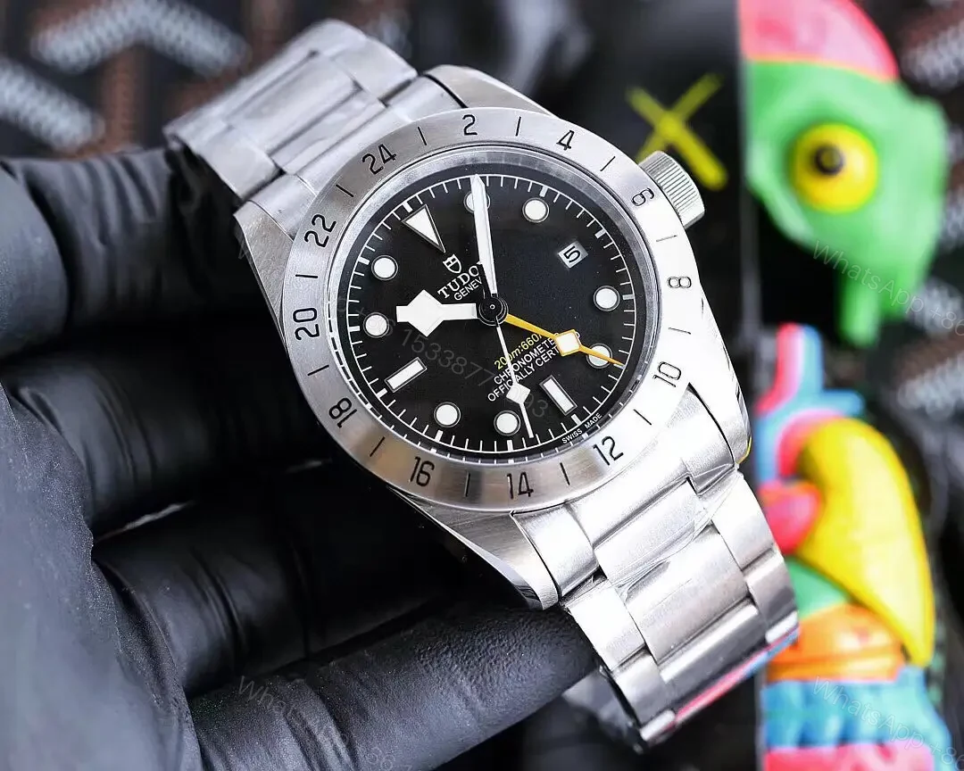 View 2 of Tudor Qichen GMT Black Dial 24-Hour Bezel Steel Bracelet Premium 42MM TUDOR-BB-GMT-42-BLK-STEEL
