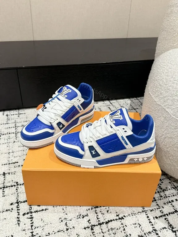 View 2 of Bold Sapphire Luxe High-Top Sneakers with LV-Style Details