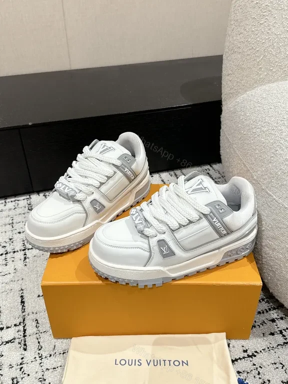 View 2 of Chunky LV-Inspired High-Top Sneakers: All-Day Comfort