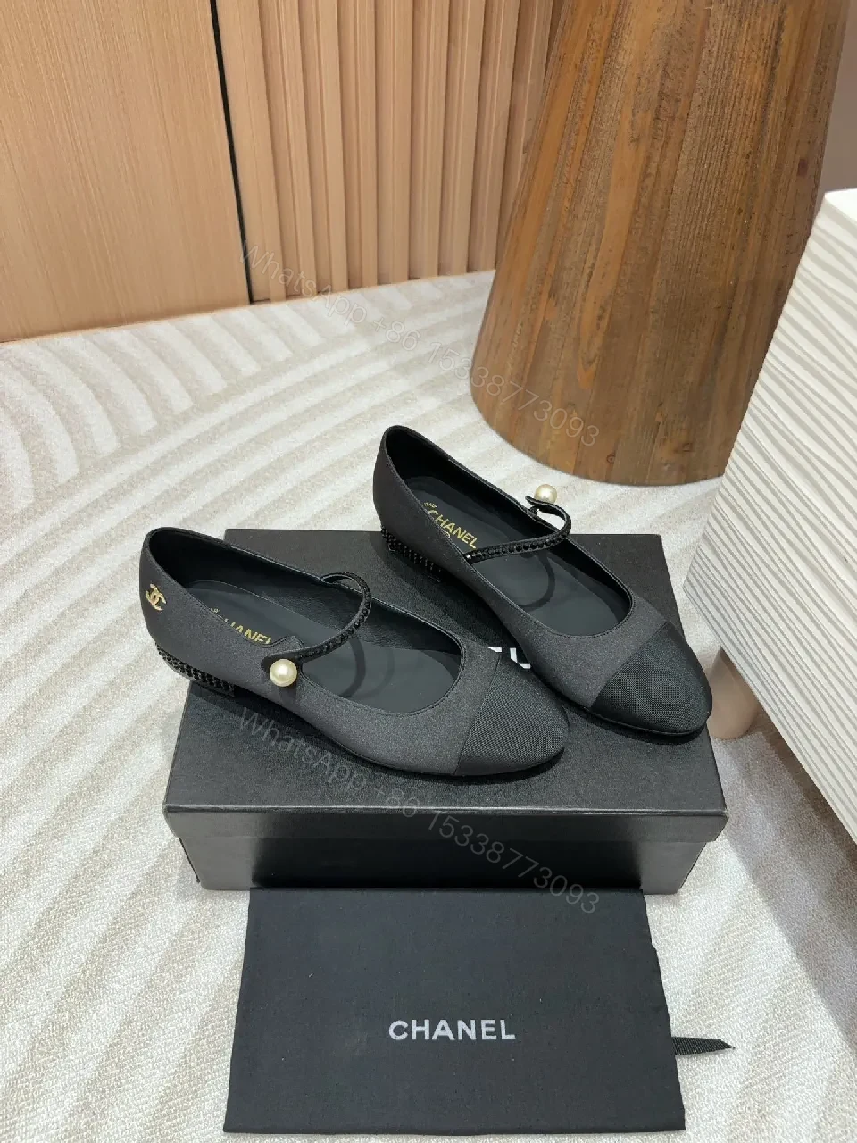 Black Satin Flats with Pearl Accent – Refined Everyday Luxury — view 1