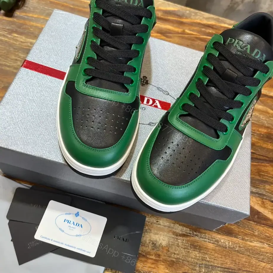 View 9 of PRADA DOWNTOWN LEATHER SNEAKERS GREEN – PRD092