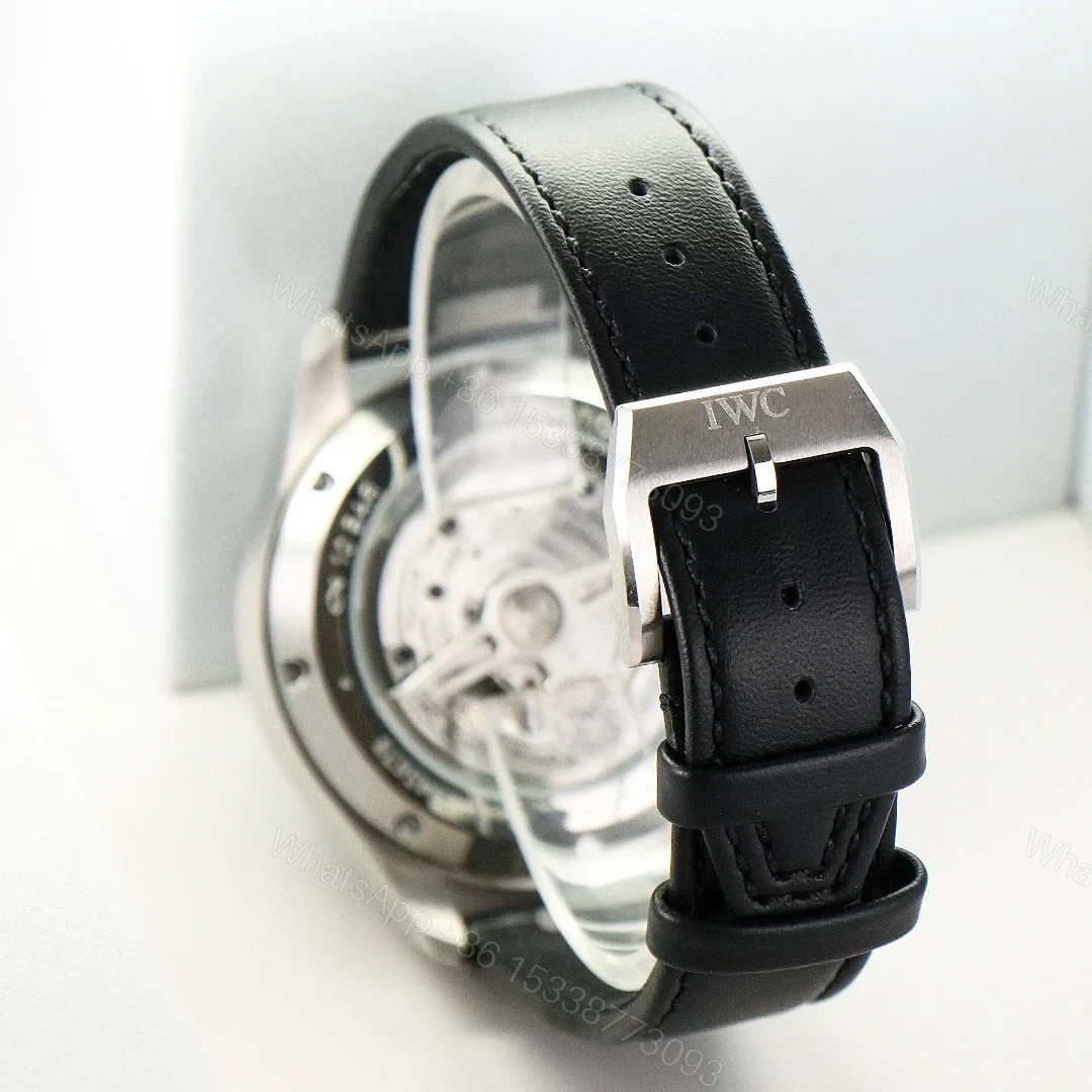 View 8 of IWC Pilot Chronograph White Replica 43MM Premium Steel Case Black Leather Strap Edition IWC-PILOT-CHR-WHT43-LTH