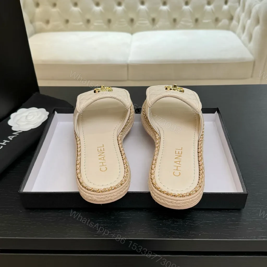 View 2 of Quilted Leather Slides: Gold Logo, Luxe Casual Comfort