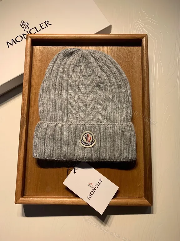 View 4 of Moncler Grey Knit Beanie & Scarf Set â€“ Luxe Winter Warmth