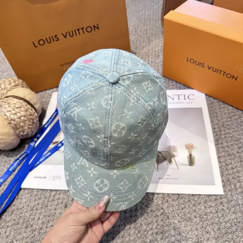 View 5 of Denim Monogram Cap: Luxe Streetwear Shine, Adjustable