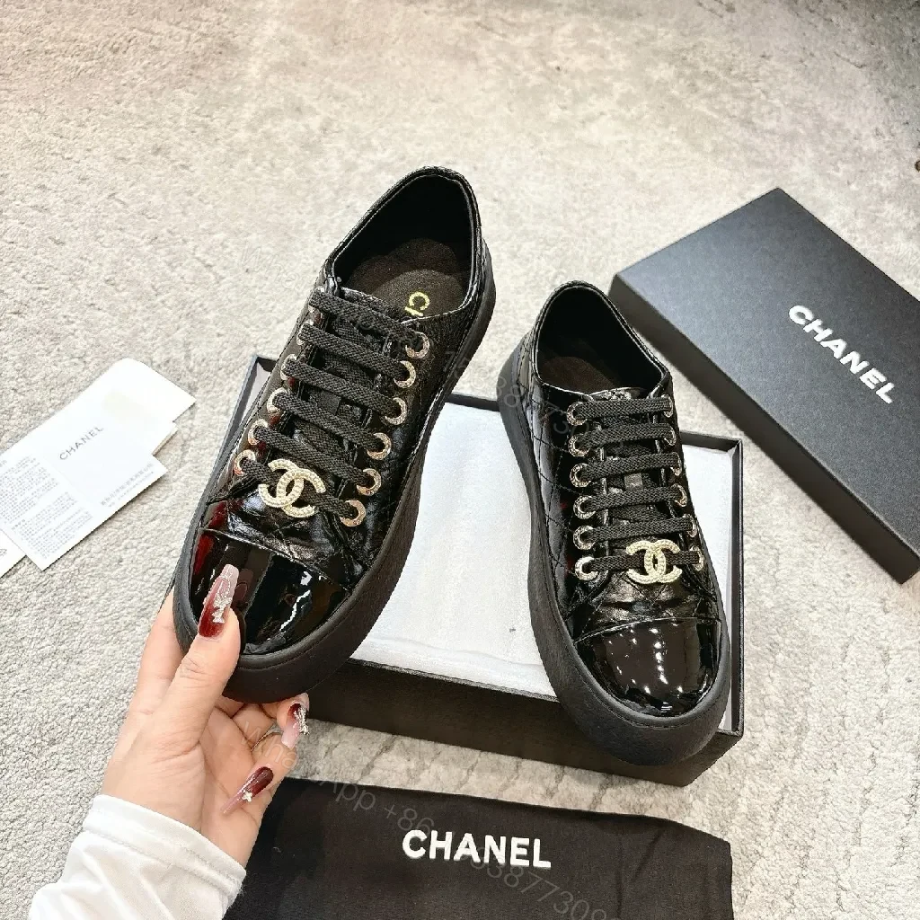 Patent Leather High-Top Sneakers with Metallic Logo Hardware — view 1