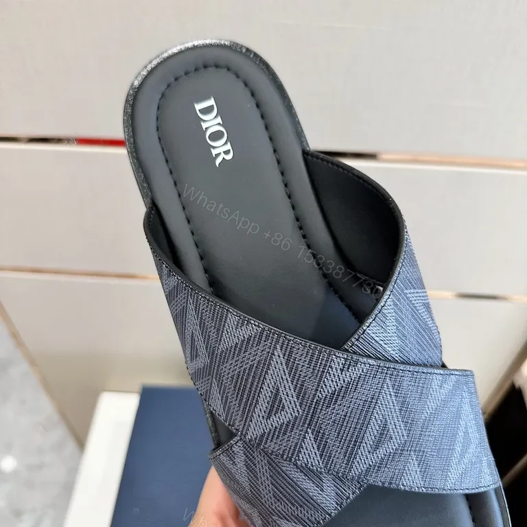 View 6 of Black Jacquard Dior Slides â€” Premium Comfort Sandals