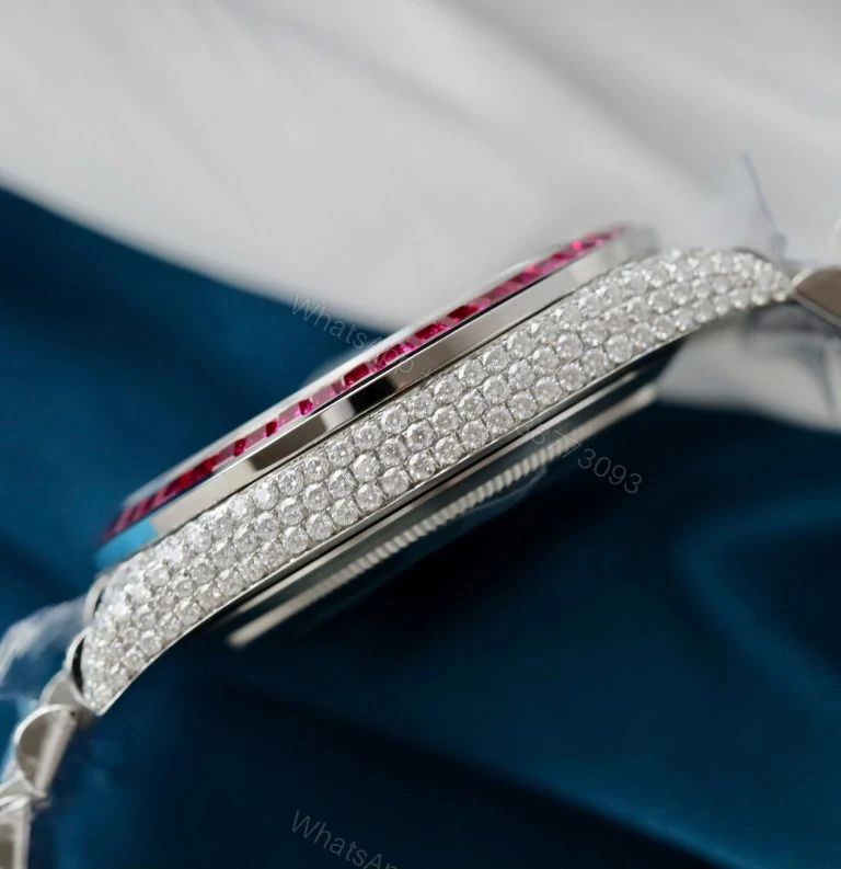 View 5 of Datejust 41mm Super Clone Custom Ruby + Moissanite Diamonds Replica