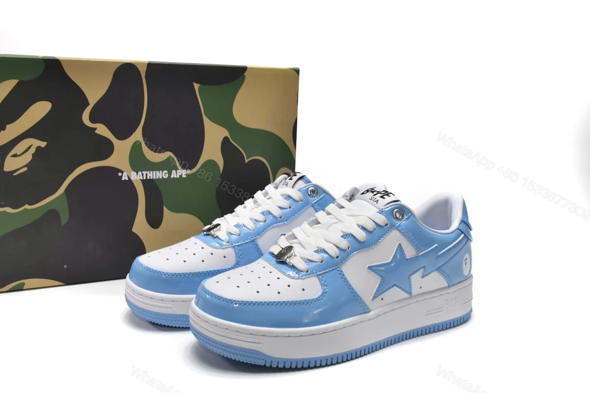 Cheap A Bathing Ape Bape Sta Low White Blue(BapeSta) — view 2