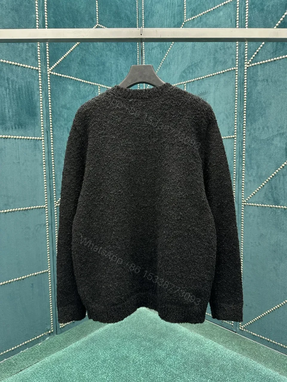 View 6 of Cozy Textured Cardigan: Black Knit with Logo Accent + Everyday Luxury Cardigan