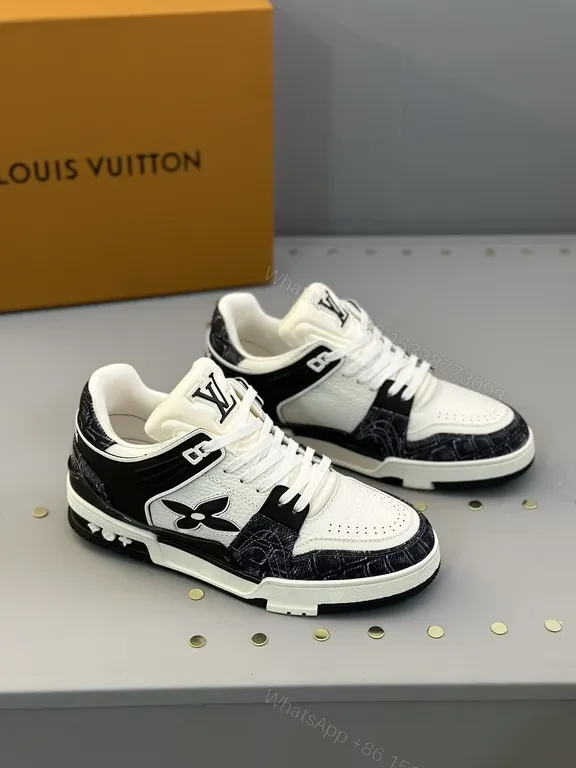 View 3 of Lux LV-Contrast Leather Sneakers: Signature Luxe Comfort