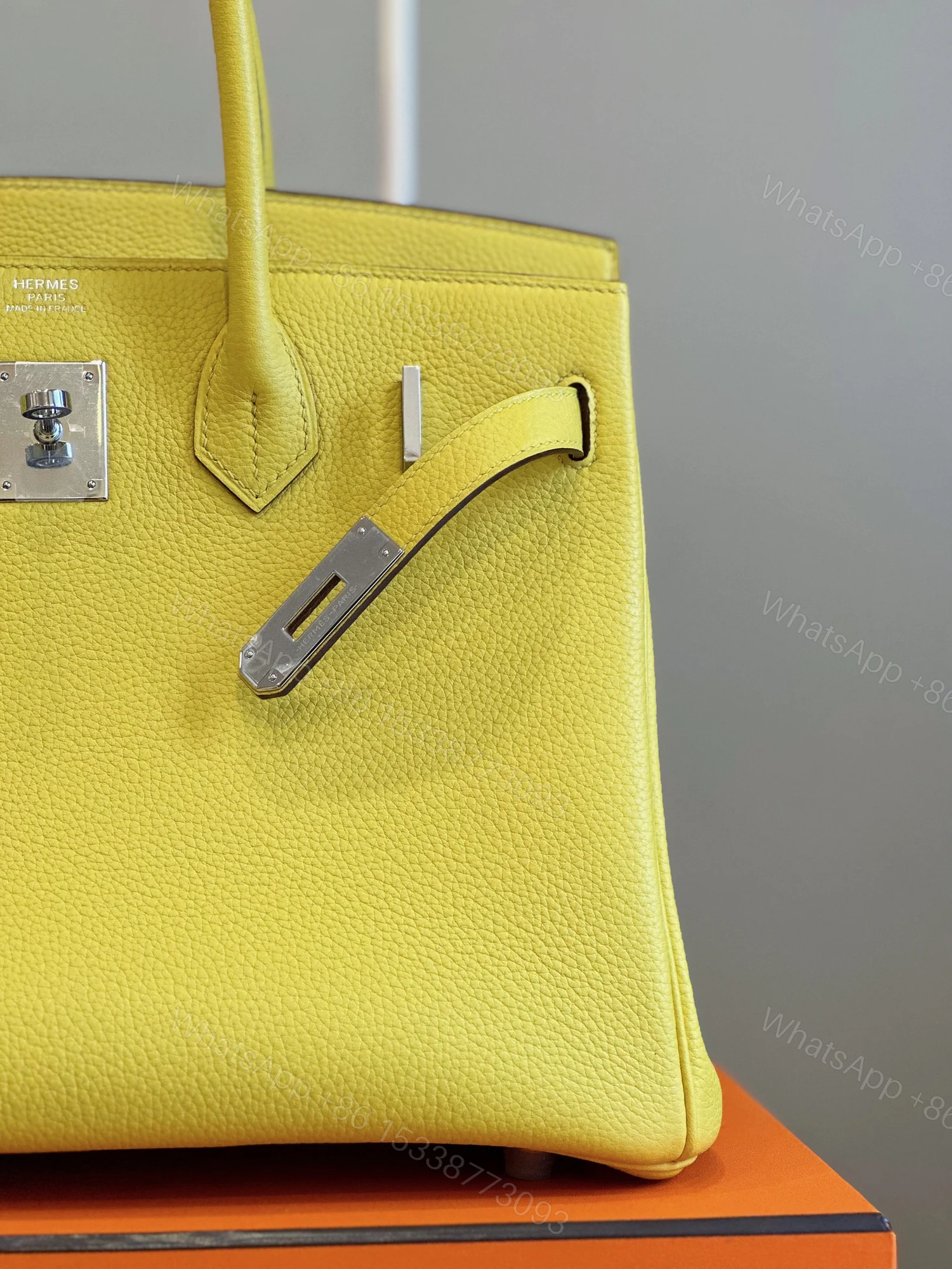View 7 of Hermes Birkin 30 Amber Yellow Palladium Hardware