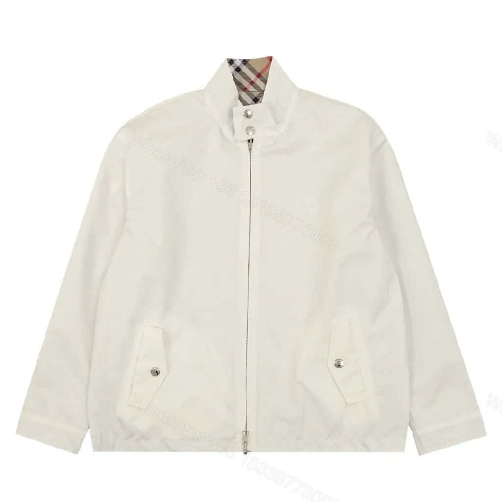 Ivory Windbreaker: Minimalist Shell, Check Collar, Versatile Style — view 1