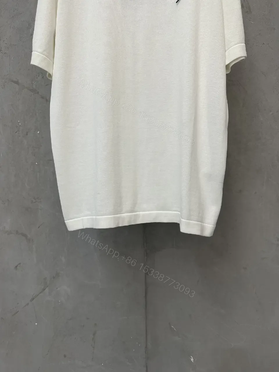 View 7 of White Cotton Oversized Tee with Diagonal LV Logo Shirt