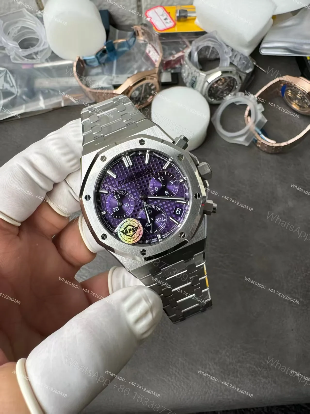View 7 of Audemars Piguet Super Clone Royal Oak Purple Dial 26240 Chronograph 41mm Cal.4401