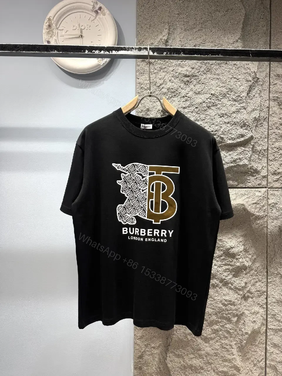 Statement Black Cotton Tee with Bold Metallic Logo Detail — view 1