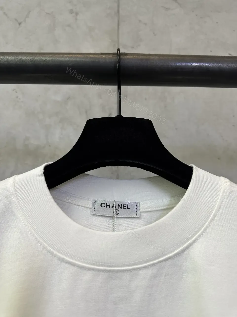 View 7 of White Cotton Tee, Minimal Logo, Luxury Everyday Comfort