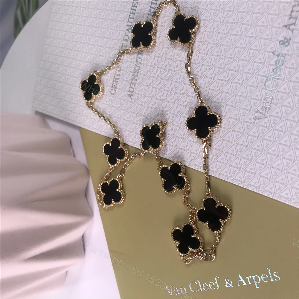 View 4 of VCA Alhambra 10 motifs Necklace Onyx 18K Yellow Gold