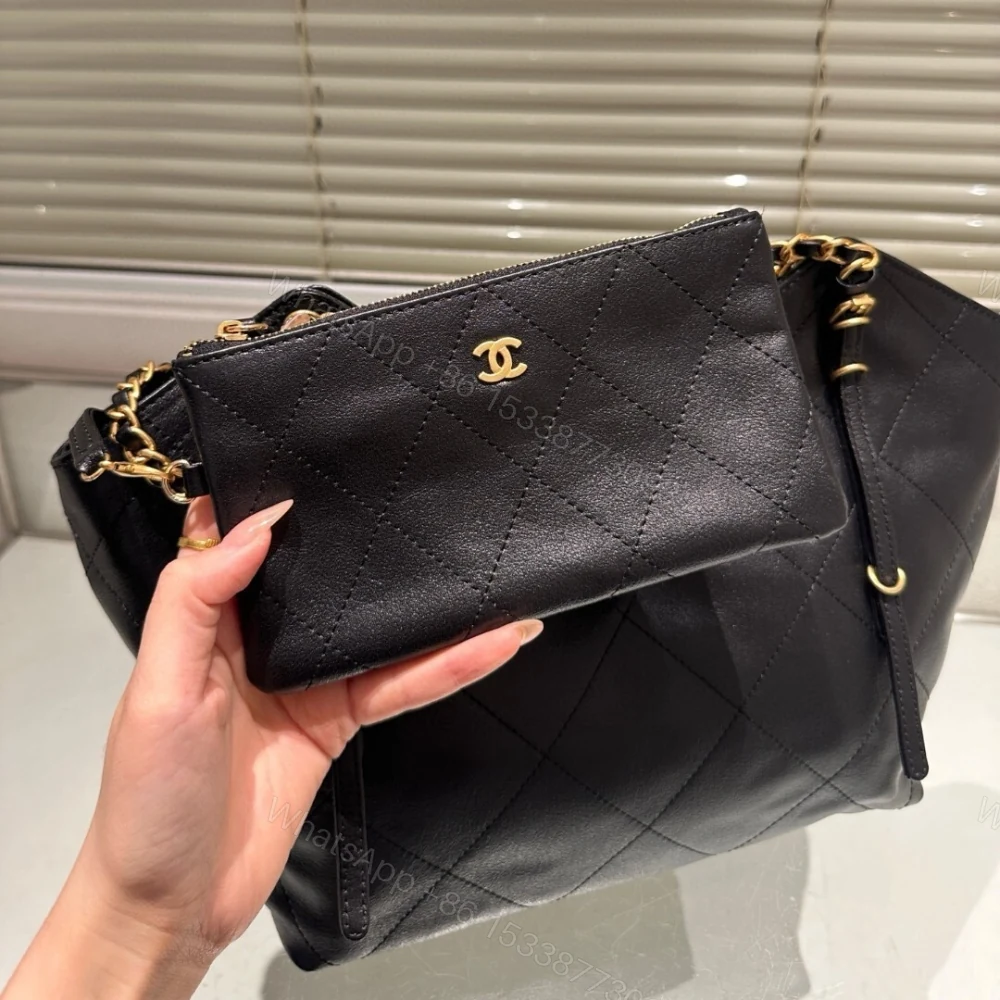 View 6 of Chanel Medium Shopping Bag And Gold Tone Metal Black 35Cm