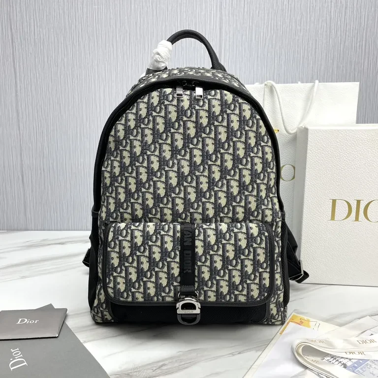 Dark Oblique-Pattern Nylon Backpack: Luxe Everyday Utility — view 1
