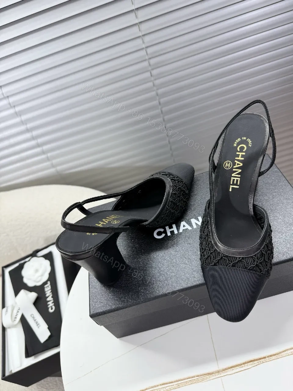 View 8 of Textured Knit Slingback Flats with Satin Cap Toe
