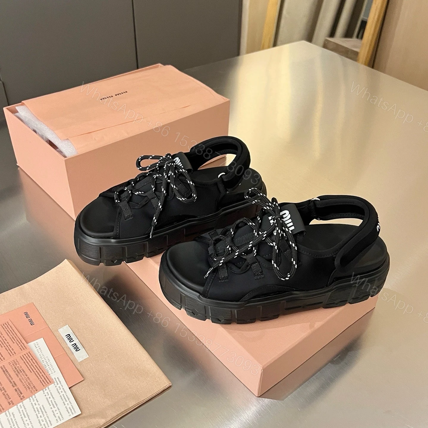 View 2 of MIUMIU CHUNKY NEOPRENE SANDALS BLACK 5X418E 30K F0002 F 050