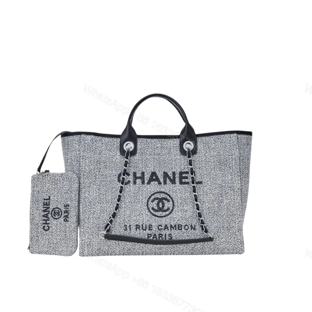 Chanel Large Deauville Tote Bag Bicolor Gray 40Cm — view 1
