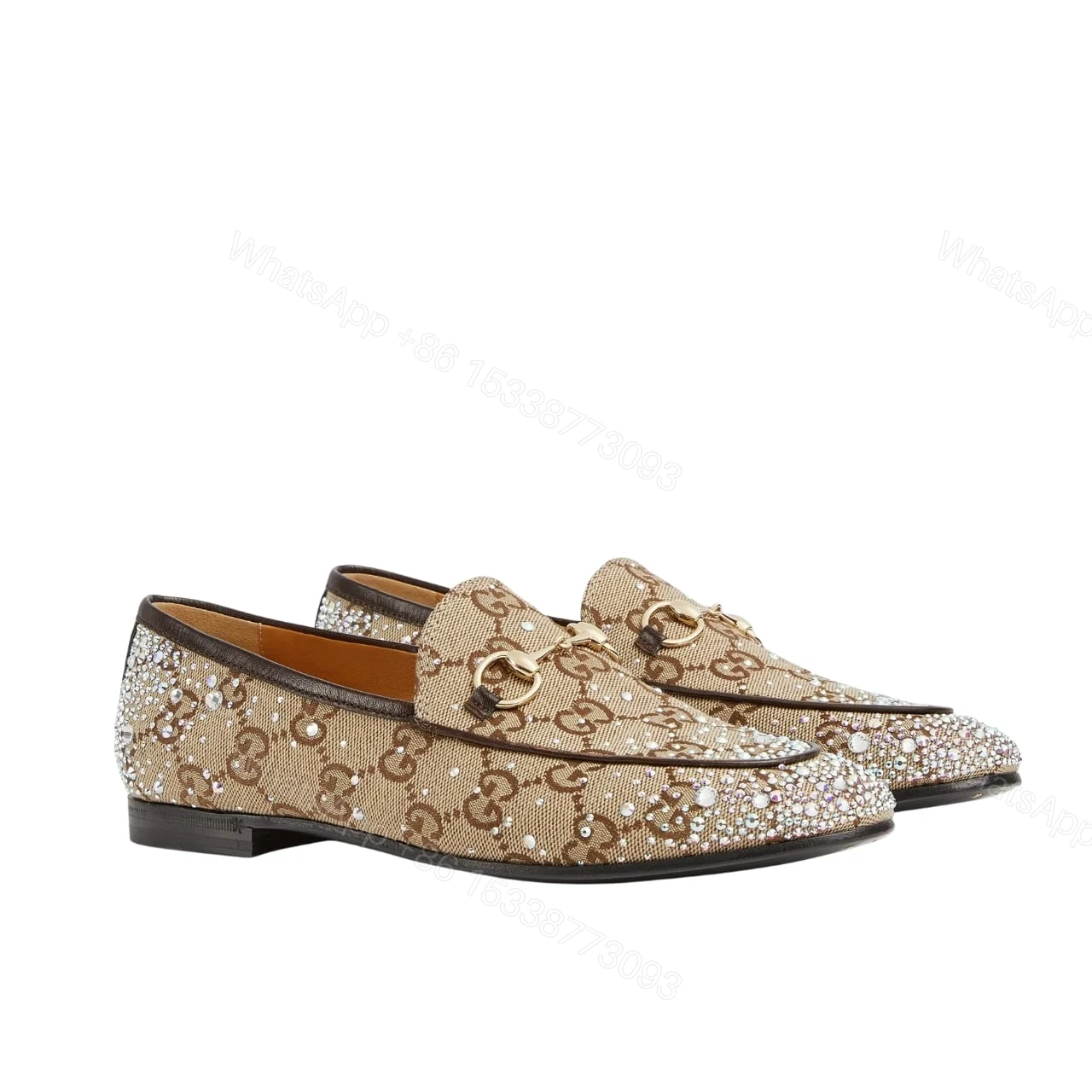 GUCCI WOMEN’S JORDAAN LOAFER BEIGE AND DARK BROWN 813000 FAD4D 2550 — view 1