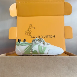 View 2 of Louis Vuitton Sneakerina shoes in green and white