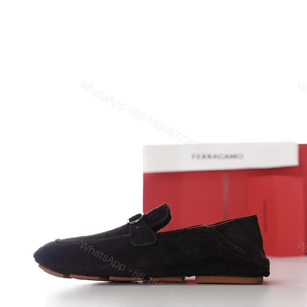 View 2 of Lux Suede Driving Mule with Hardware Detail