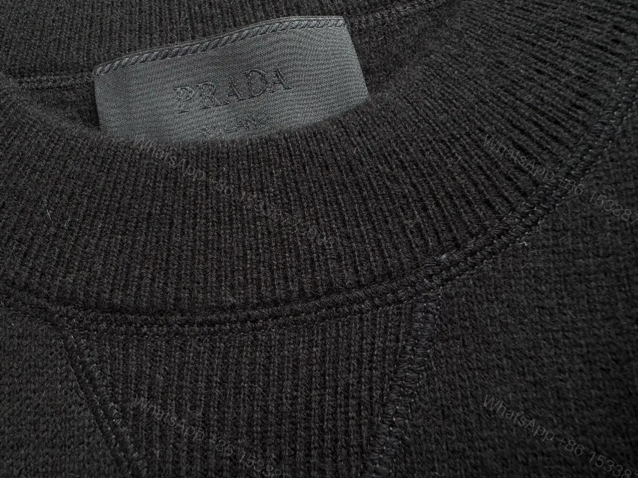 View 4 of Black Wool-Blend Knit Sweater Crest Embroidery Version