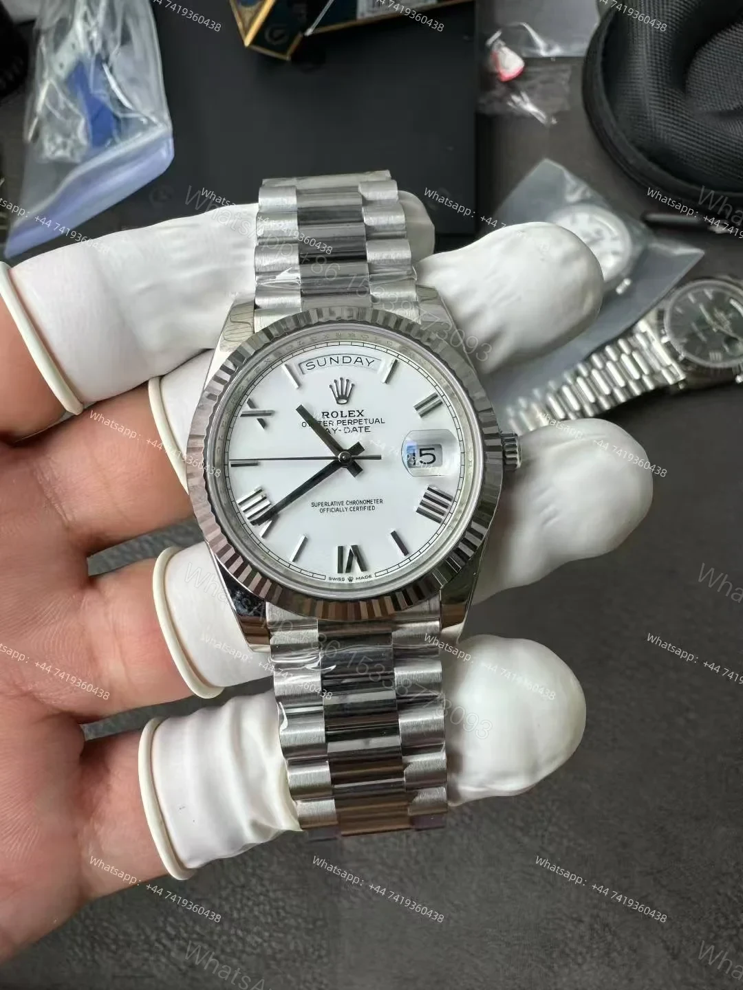 View 2 of Rolex Day-Date M228239-0046 1:1 Replica White Roman Dial 40MM 3255 Movement Presidential Bracelet Super Clone Watch