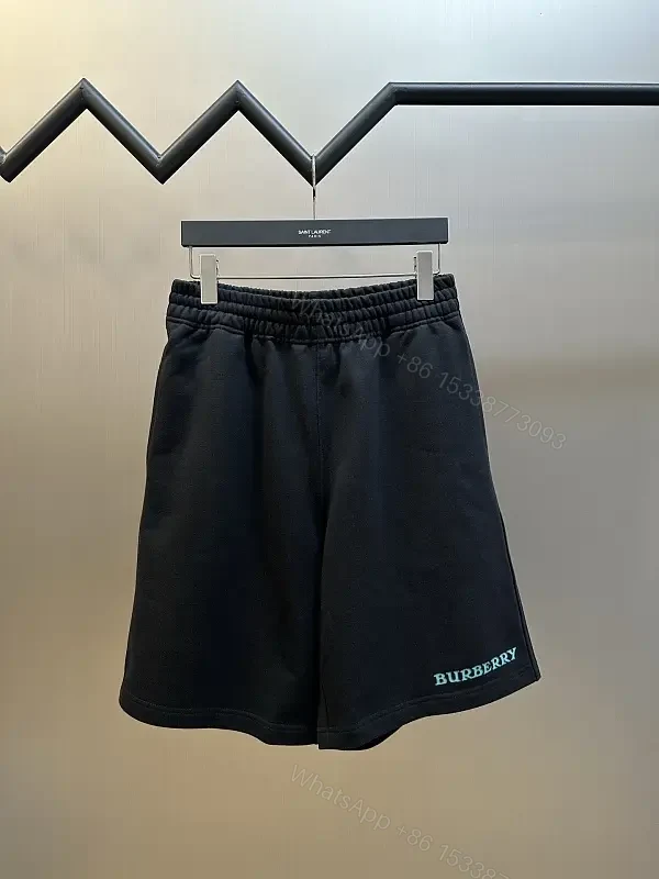 Black Nylon Short Burberry Logo Casual Elastic Waist Short Pants — view 1