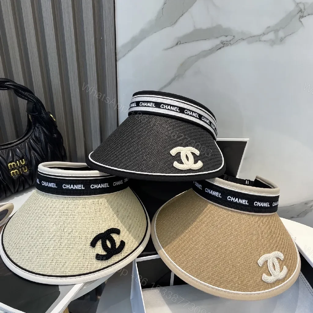 View 6 of Straw Visor: Elegant Beig e Straw, Logo Embroidery, Sun-Chic