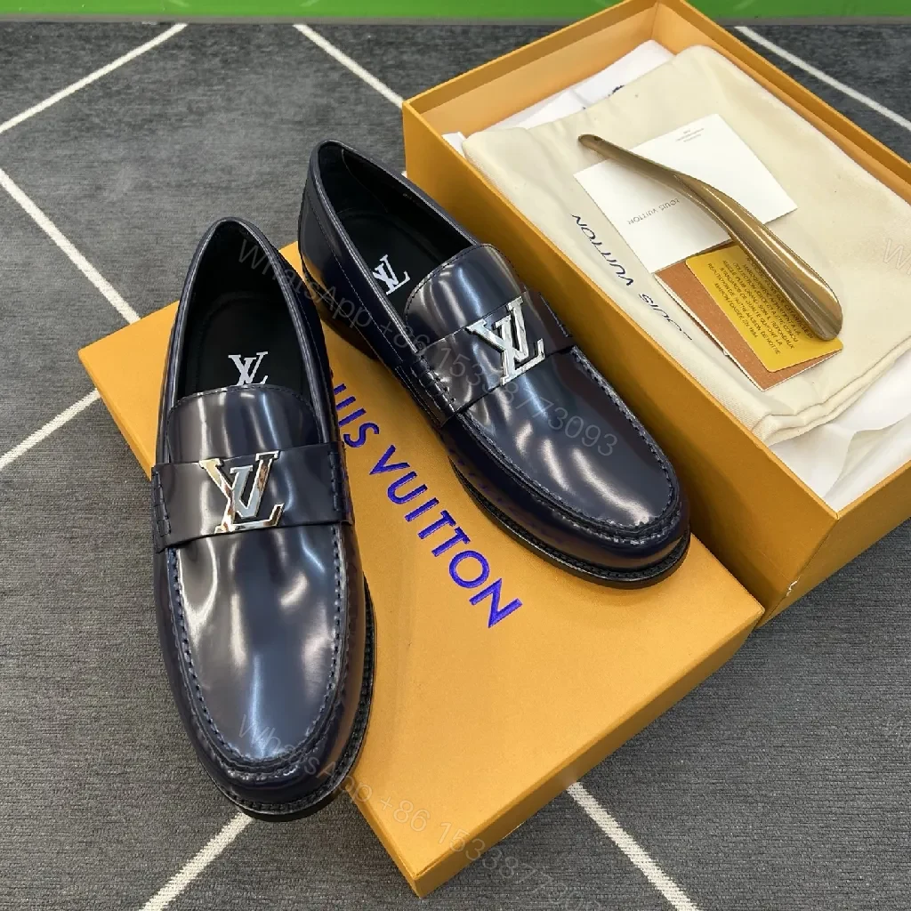 Glazed Calfskin Loafer with Signature LV Hardware — view 1