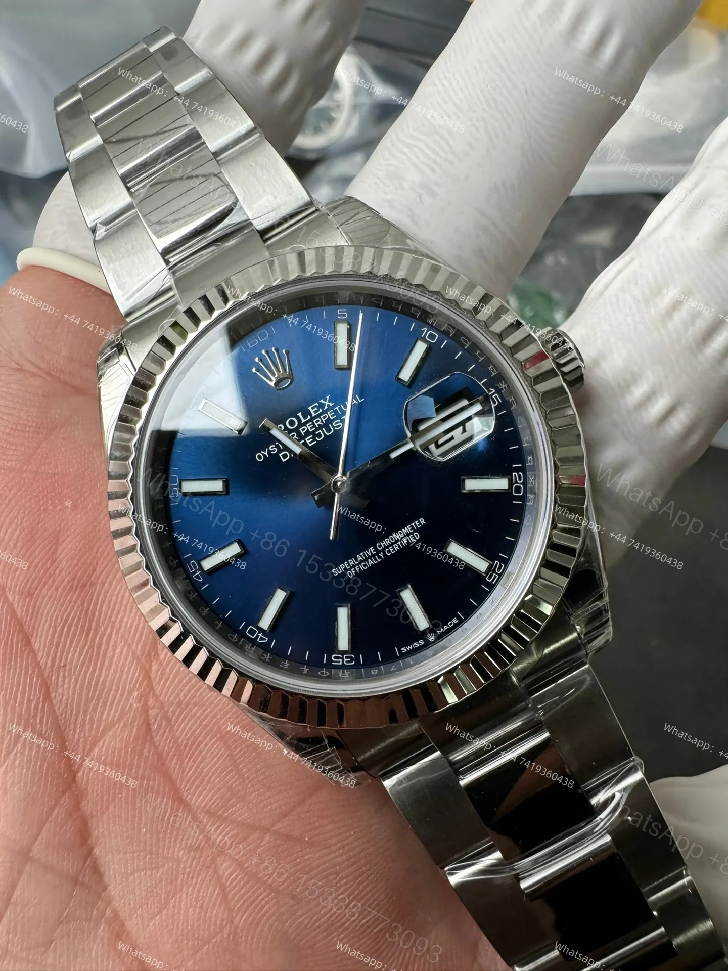 View 4 of Rolex Datejust M126334-0001 1:1 Replica Blue Dial Oyster 41MM 3235 Movement Super Clone Watch