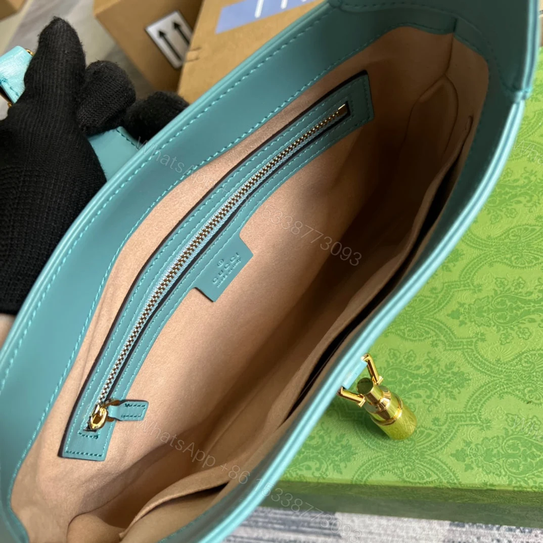 View 8 of GG JACKIE SMALL 28 SHOULDER BAG IN BLUE PASTEL CALFSKIN