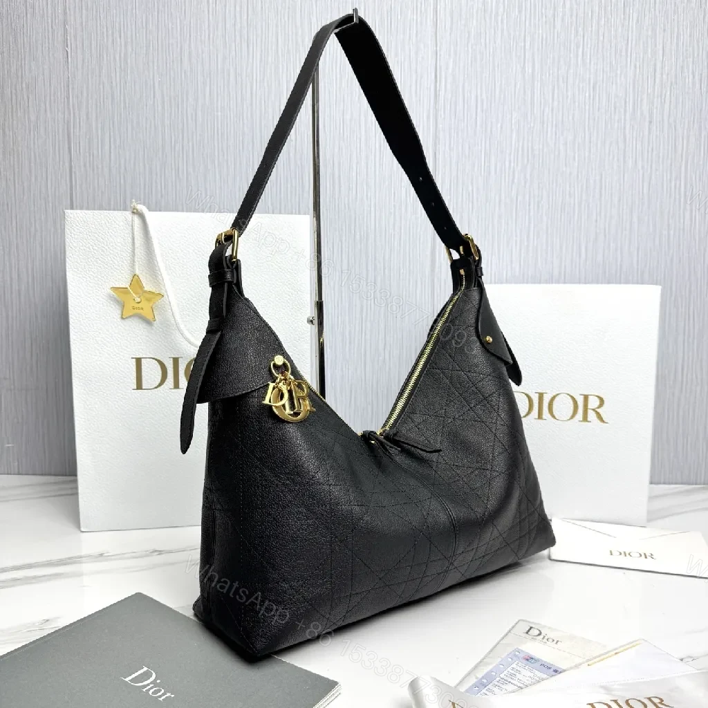 View 8 of Black Leather Shoulder Bag with Gold Charm, Practical Chic