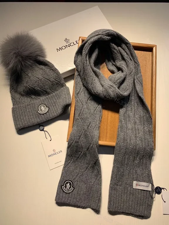 View 7 of Cozy Grey Knit Duo: Premium Wool Scarf & Beanie Set