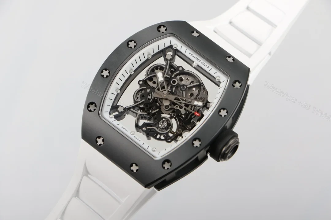 View 3 of Richard Mille RM055 Ceramic Watch White Black Ceramic Automatic Mechanical Luxury Sports Edition RM055-CER-2T