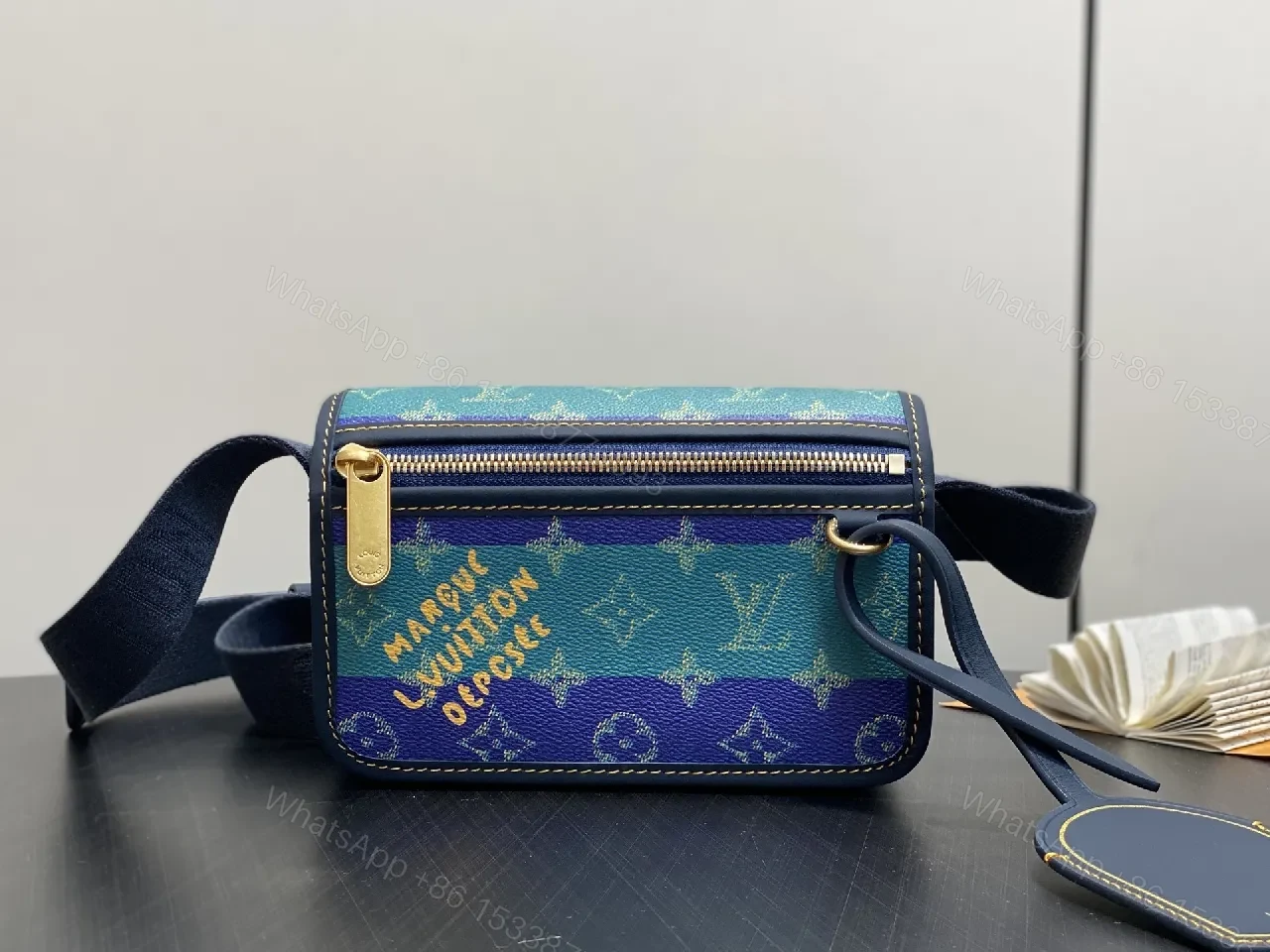 Teal & Cobalt Block Crossbody — Monogram Luxe Mini Bag — view 1