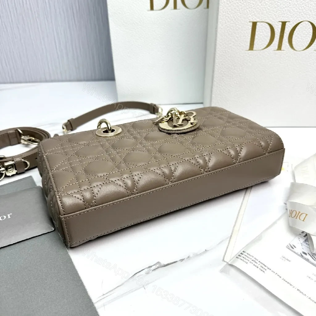 View 7 of Taupe Quilted Satchel with Gold Hardware – Structured Luxury Bag