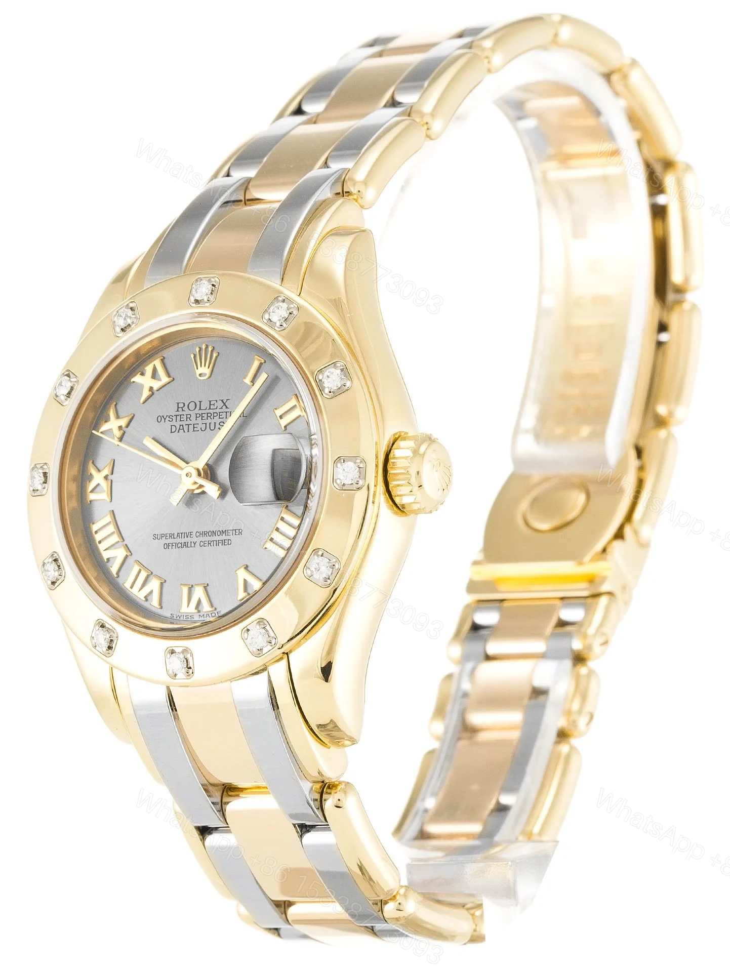 View 2 of Replica Rolex Pearlmaster Rhodium Dial 80318